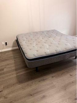 Adjustable king frame with mattresses