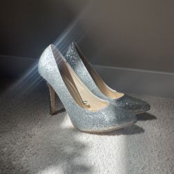 Elegant Silver Sparkling High Heels 