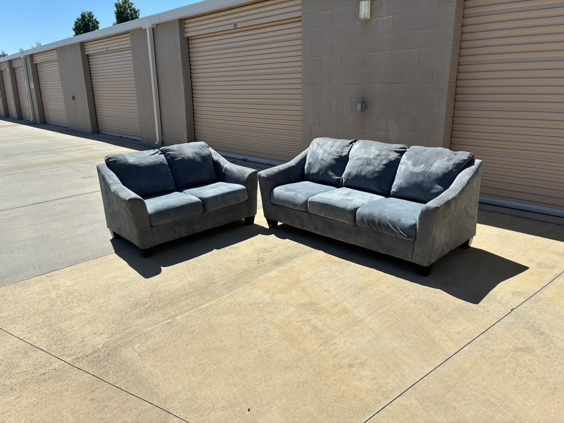 Gray Microfiber Couch & Loveseat Set