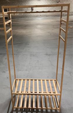 Bamboo Garment Rack with Shelving