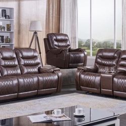 Premium Leather 2pc Power Reclining Sofa & Loveseat $1600 Chair Sold Separately 