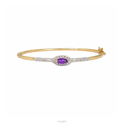 14K Gold Amethyst 0.30 Ctw Diamond Bracelet (Jewelry Box Included)