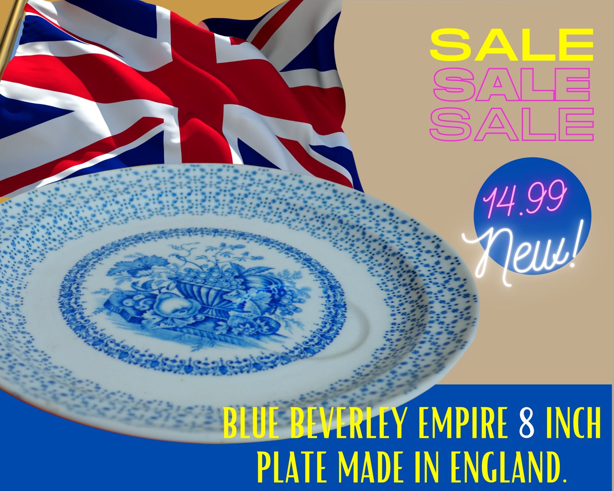 BLUE BEVERLEY EMPIRE 8” - Decorative Plate With Stand-