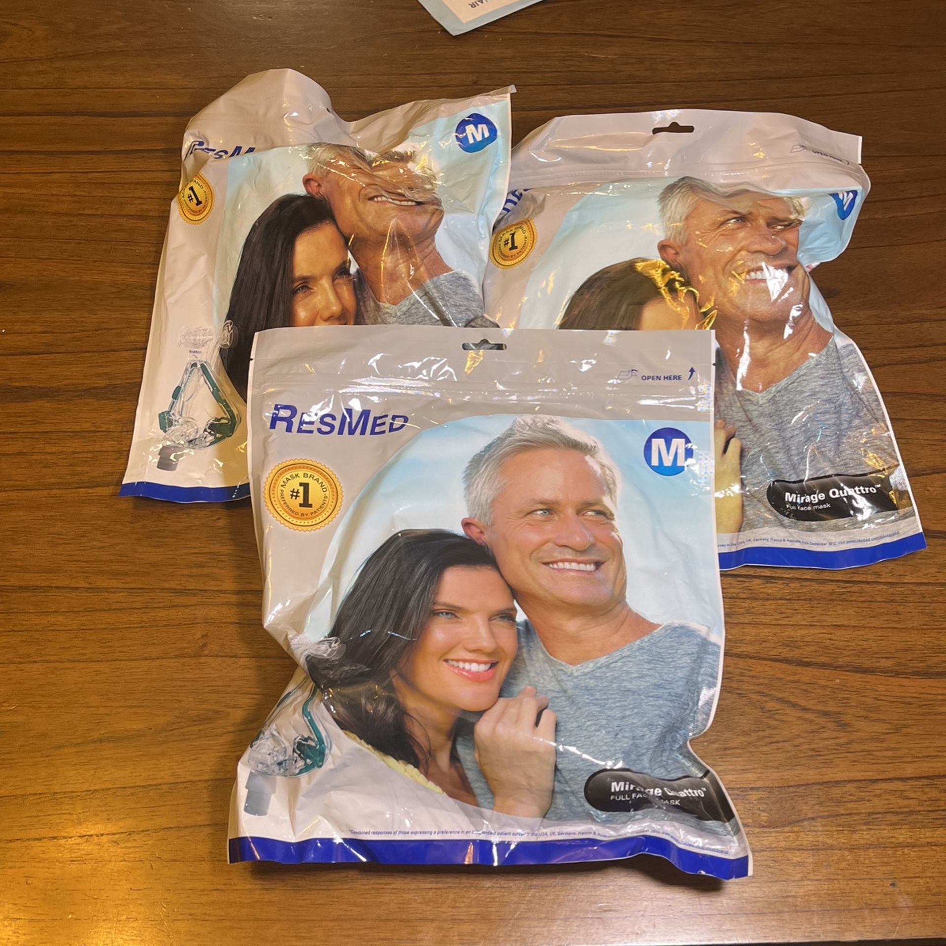 3 ResMed Mirage Quattro Full Face Masks 61202 - Med