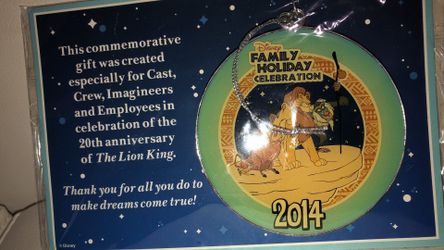 Disney WDI Lion King Family Holiday Party 2014 Ornaments New