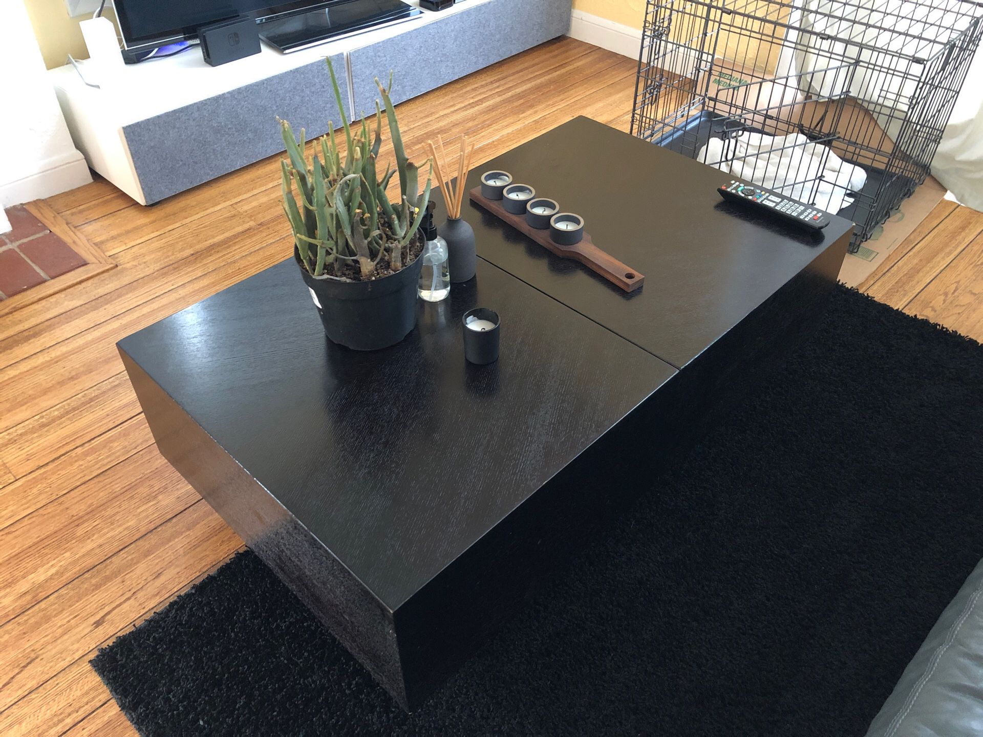Modern espresso coffee table with built-in storage