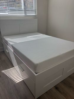 White Bed Frame with Storage Drawers