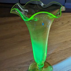 Vaseline Uranium Glass Vase