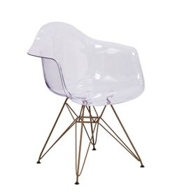 Stylish Transparent Chair with Gold Legs, Vanity Chair, Side Chair, Accent Chair, Living Room, Bedroom