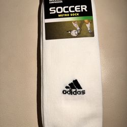 ADIDAS UNISEX- ADULT METRO SOCK Socks (1 PAIR SIZE L) SOCCER. ARCH & ANKLE COMPRESSION. BLACK 