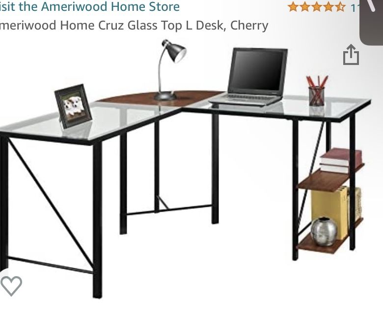 Home Glass top L Desk