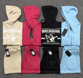 Brand New Women's Tru Religion Short Sets With Hoodie For Sale.