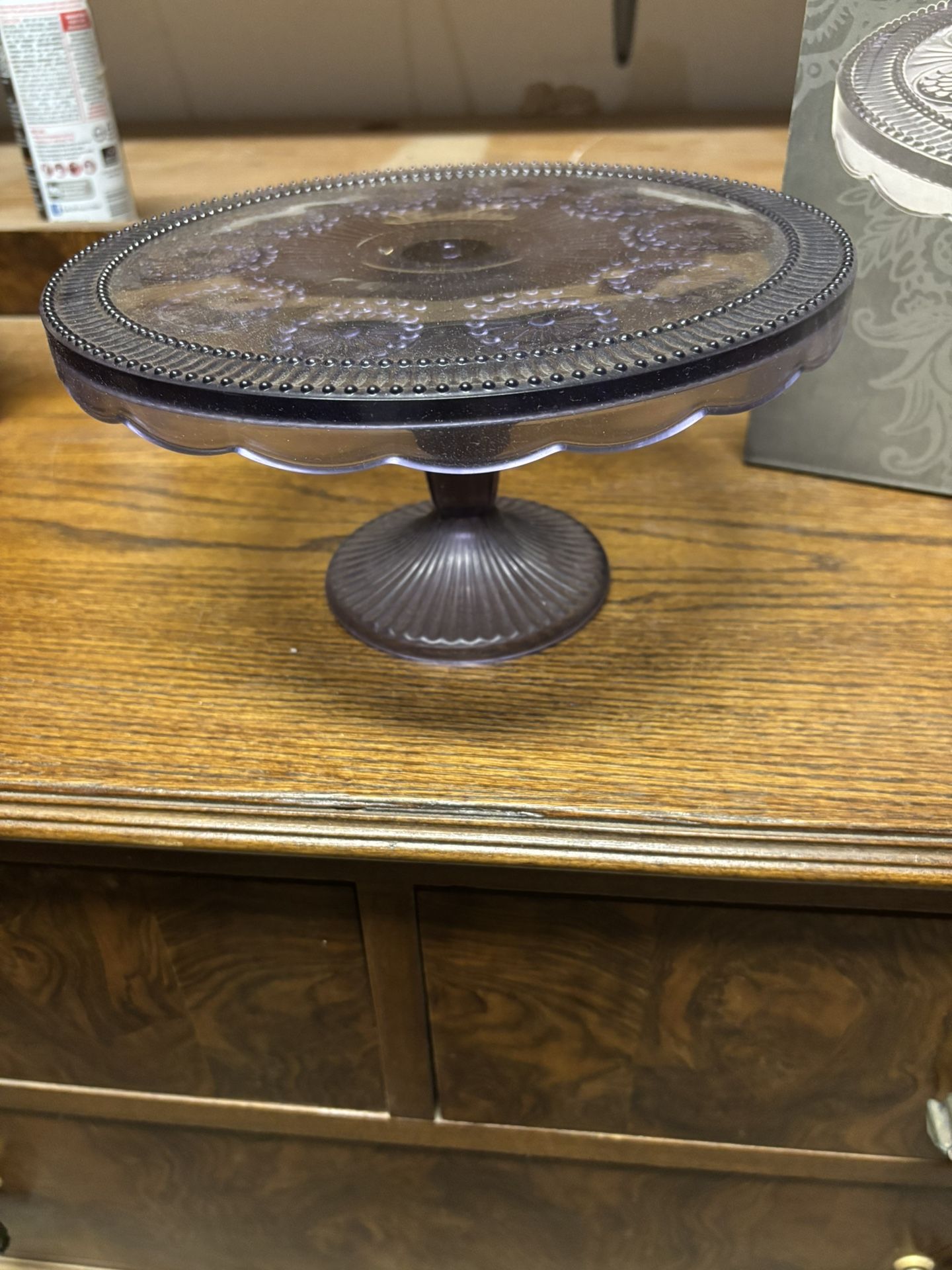 Beautiful Purple Glass Cake Stand