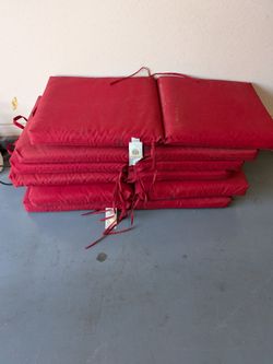 Red Outdoor Seat Cushions with Ties – Set