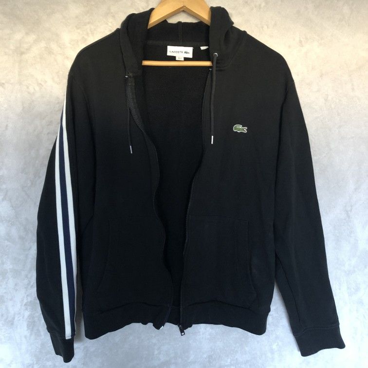 Lacoste Striped Sleeve Full-Zip Hoodie Like New Size M