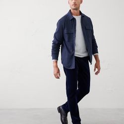 Banana Republic STANDARD-FIT KNIT CHAMOIS SHIRT True Navy Men Shirt Sleeves Sz M