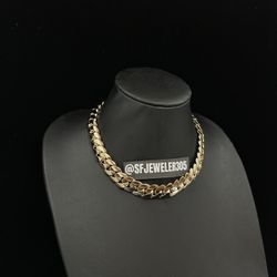 16MM 18”  (288 Grams), 14K Yellow Gold over. 999 Silver, Cuban Link Chain
