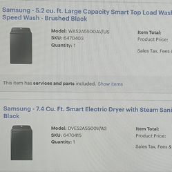 SAMSUNG WASHER AND DRYER
