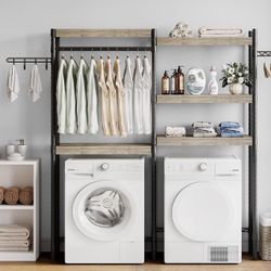 New Over Washer and Dryer Shelves, 5-Tier Laundry Room Shelves Heavy Duty Washer Dryer Shelf Freestanding Space Saver and Organization Shelves for Hom