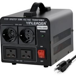 Yinleader 2000W Step Up/Down Transformer,Convert 110/120V to 220/240 Volt OR Convert 220V to 110V Voltage Converter with 2US&2 EU outlets