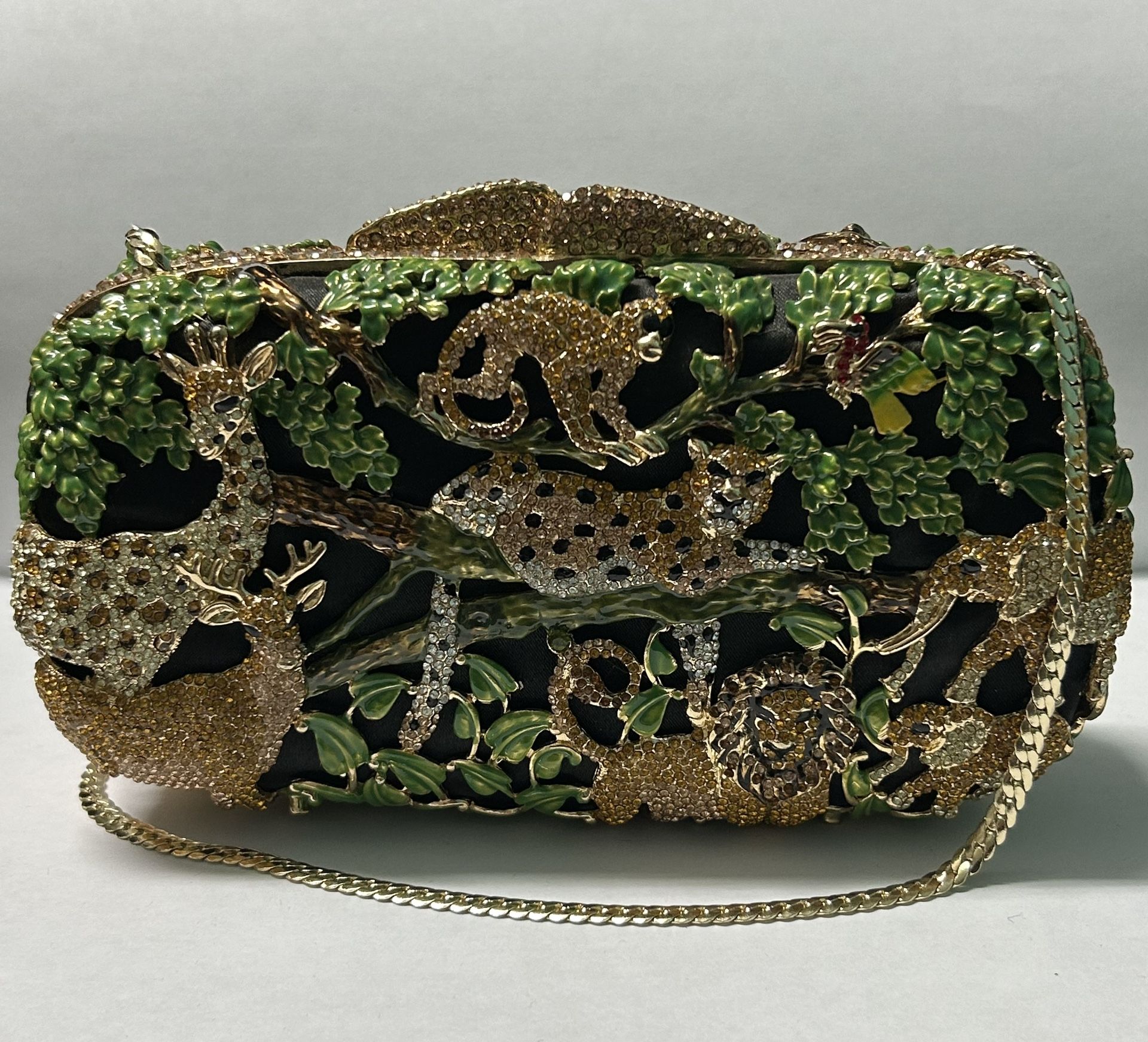 Black Safari Crystal Clutch w/box