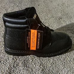 National Black Steel Toe Boots 