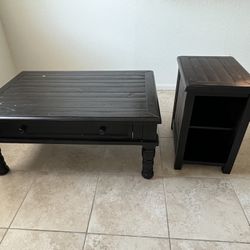 Wood Coffee Table And Side Table 