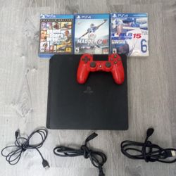 Ps4 Slim With 1 Controller And 3 Old Games