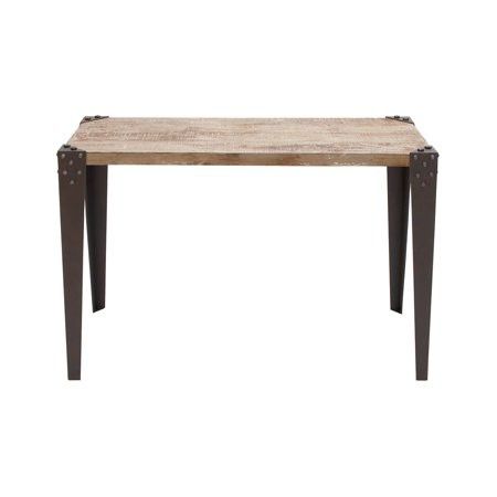 Decmode Industrial 30x42 inch Distressed Brown Iron and Fir Wood Rectangular Console table
