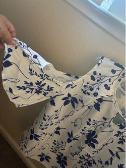 Blue and white blouse