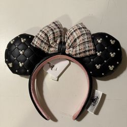 Disney Parks Tweed & Pearl Minnie Mouse Ears Headband 2021