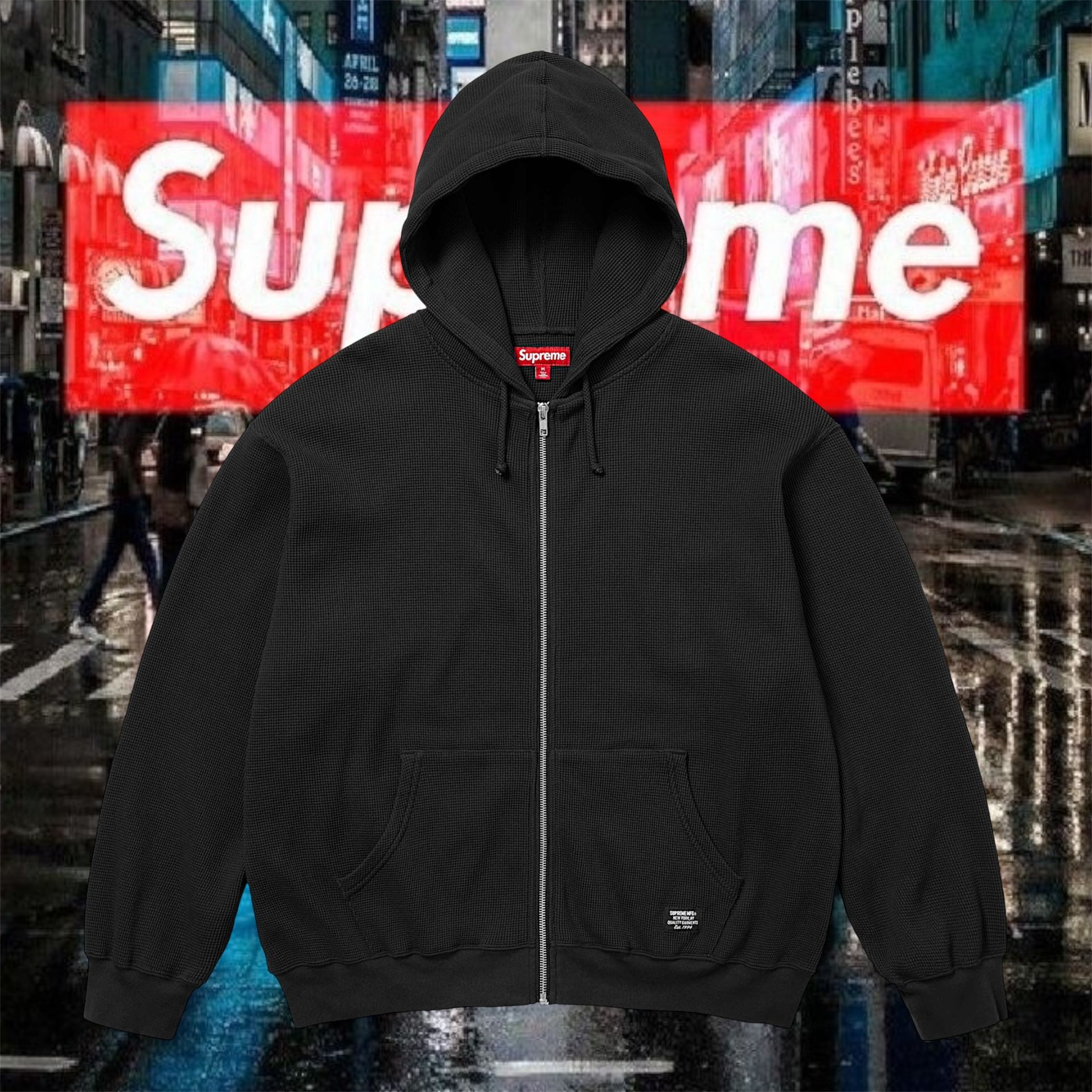 Supreme Hooded Zip Up Thermal Black L