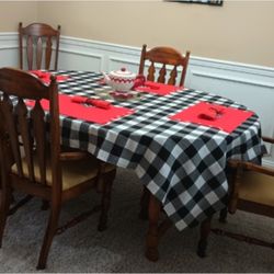 Cherry Wood Table And 6padded Chairs