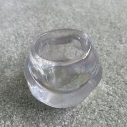 Iridescent Glass Candle Holder Carnival Glass With A Round Irregular Shape, 2.5” Tall