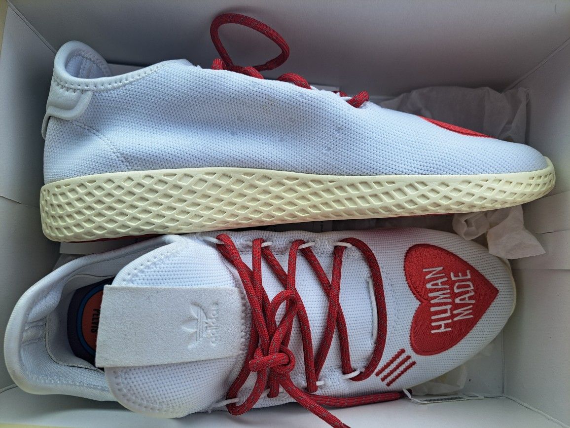 adidas X Pharrell Tennis HU x Human Made Love Men's Size White