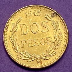1945 MEXICAN DOS PESOS