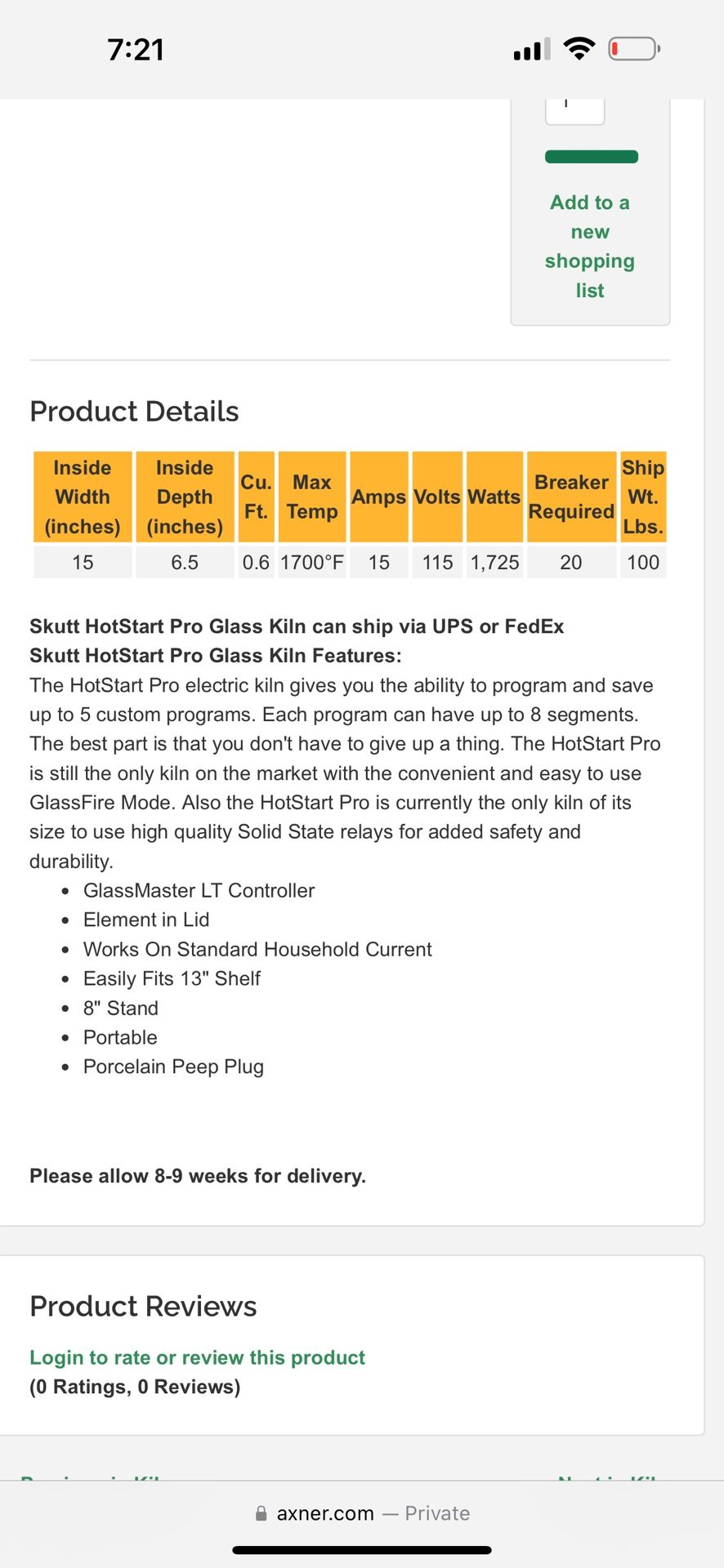 Skutt Hotstart Pro Glassmaster LT Automatic Pottery Ceramics Glass Kiln