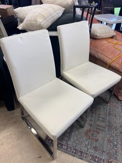 Pair of White Faux Leather Chairs