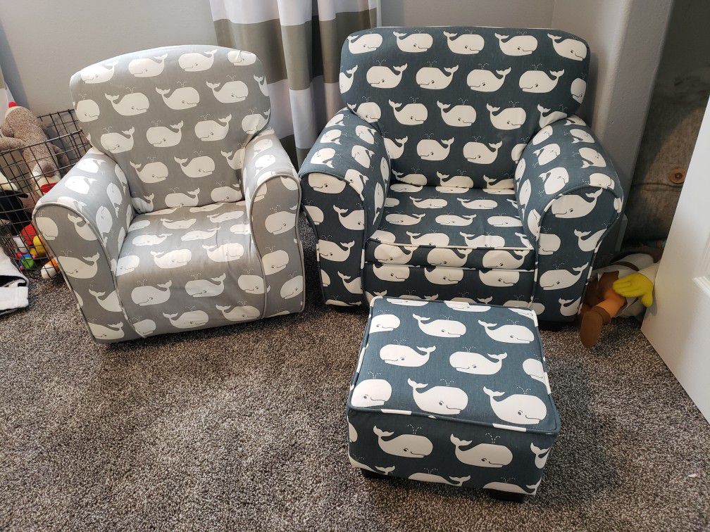 Whale Print Children's Upholstered Chairs