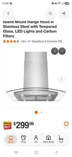 30 in. Convertible Kitchen Island Mount Range Hood in Stainless Steel with Tempered Glass