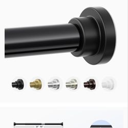 Black Shower Curtain Rod, 1" Diameter Heavy Duty Tension Shower Rod, Non Slip Adjustable 19-73 inches