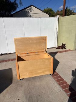 Wooden Storage Chest on Wheels