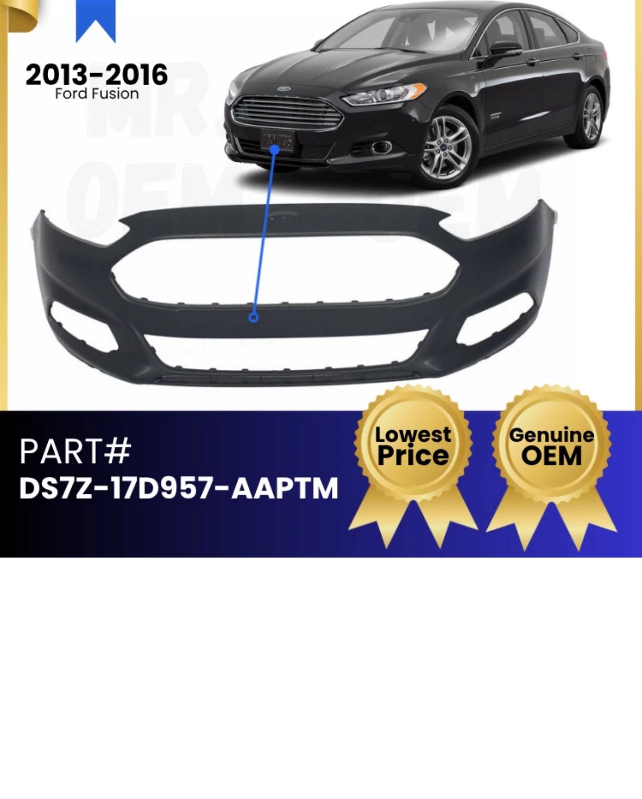 *NEW* OEM 2013-2016 FORD FUSION FRONT PRIMED BUMPER P/N DS7Z-17D957-AAPTM