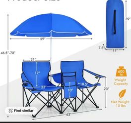 Costway Double portable chairs with umbrella