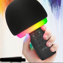 Wireless Karaoke Microphone, Portable Speaker For Adults & Kids with LED Lights & Seamless Bluetooth Connection, Powerful Sounds, Voice Changer, Built