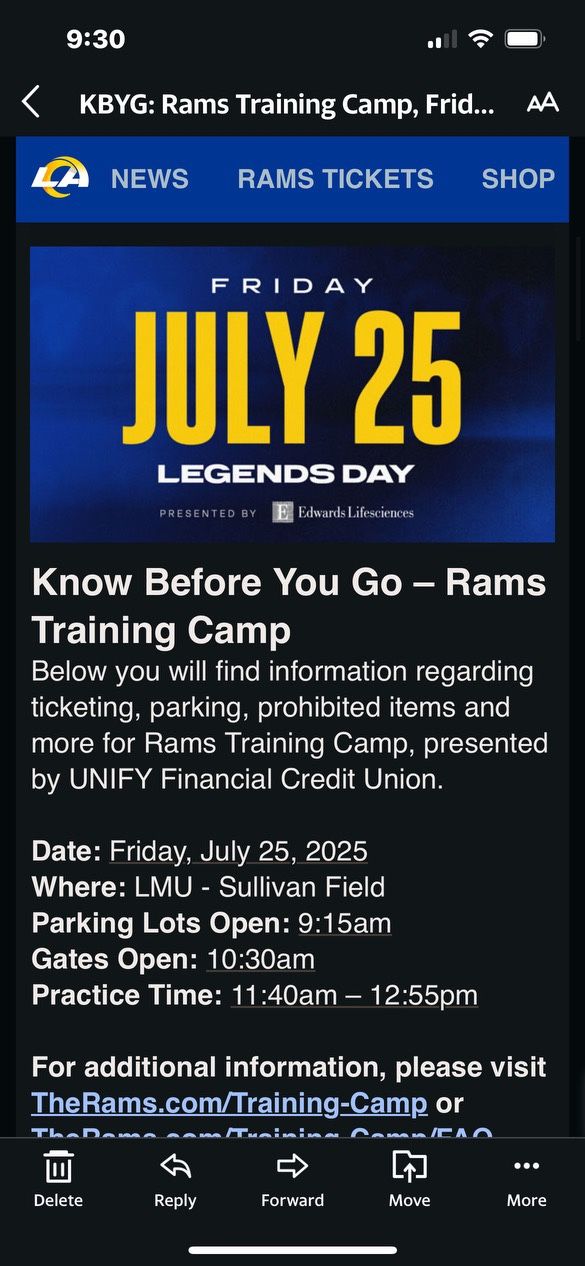 SOLD OUT Rams Training Camp 4 Tix 