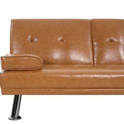 New Camel Leather Couch.