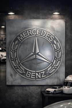 Mercedes Benz Vintage Metal Sign Handmade