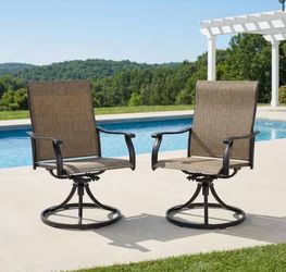 2-Piece Swivel Textilene Metal Outdoor Patio Dining Chairs