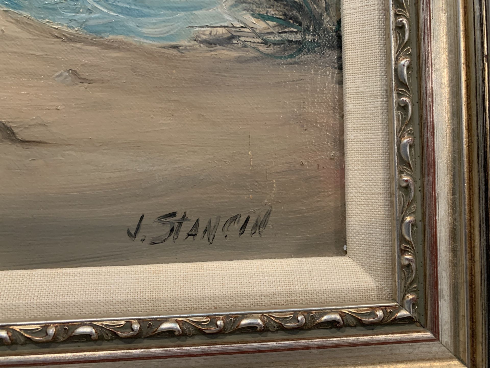 Midcentury Surrealist Masterpiece Oil Painting by Listed Artist John